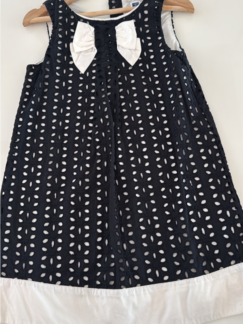 Janie and Jack Black Eyelet Dress with White Bow